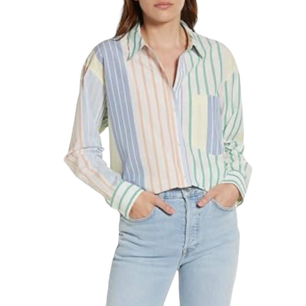 Rails Striped Button-Down Shirt in Pastel Multi